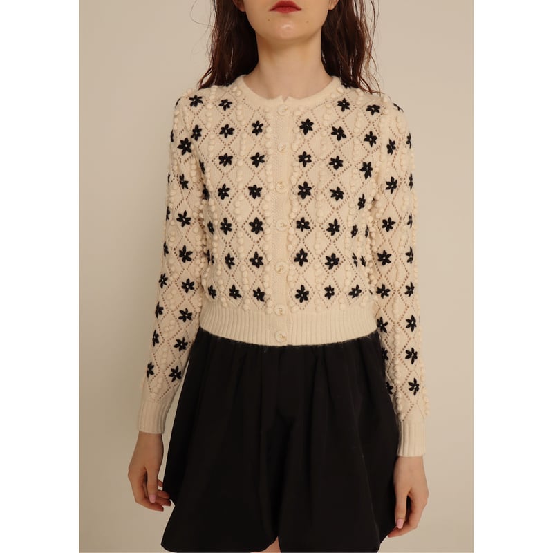 épine flower cardigan black