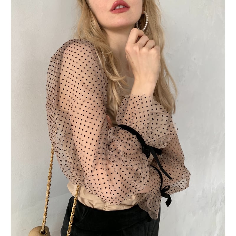 arm see-through dot gather blouse | épine 