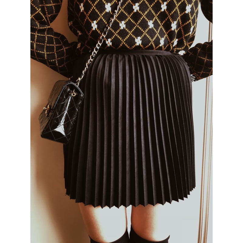 suède pleats mini skirt black | épine