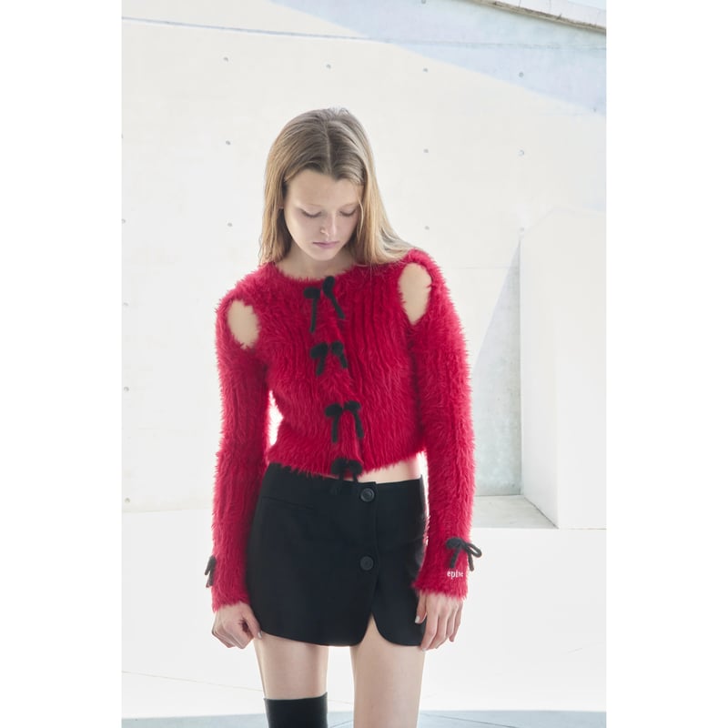 épine ribbon shaggy knit cardigan(2color) | épine épine ribbon shaggy knit cardigan(2color) | épine