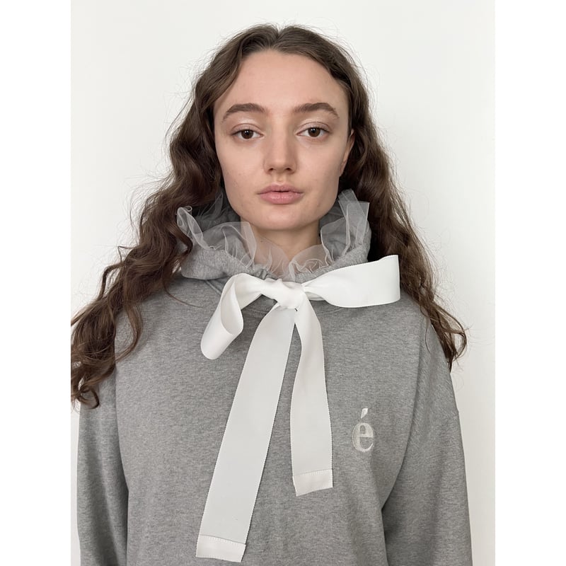 é tulle ribbon hoodie gray | épine é tulle ribbon hoodie gray | épine