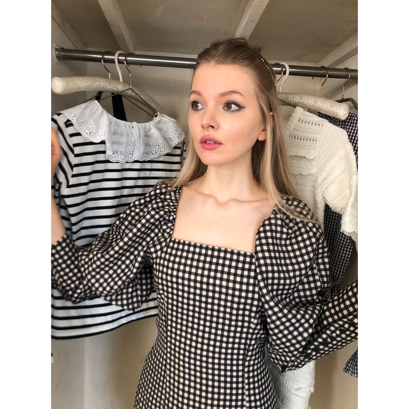 square neck gingham onepiece | épine