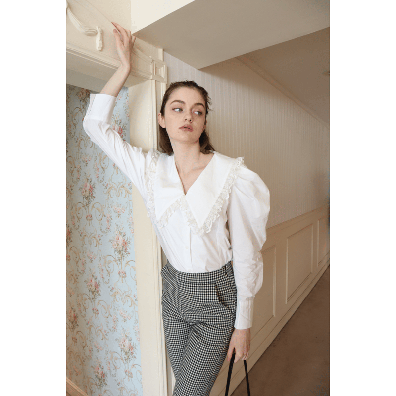 lace frill collar volume blouse white | épine
