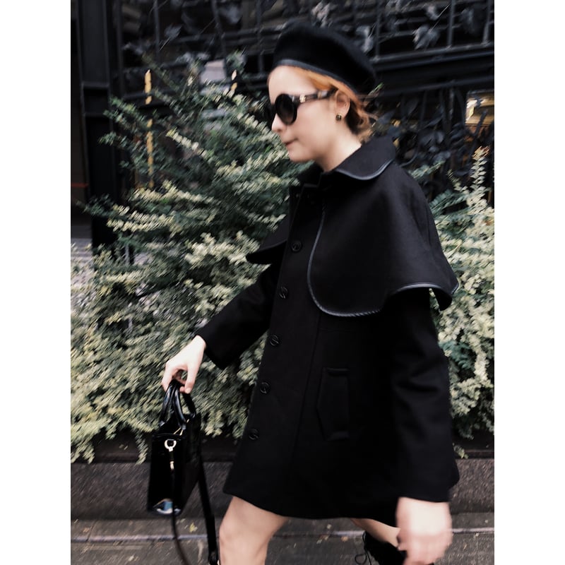 piping cape 2way coat black | épine piping cape 2way coat black | épine