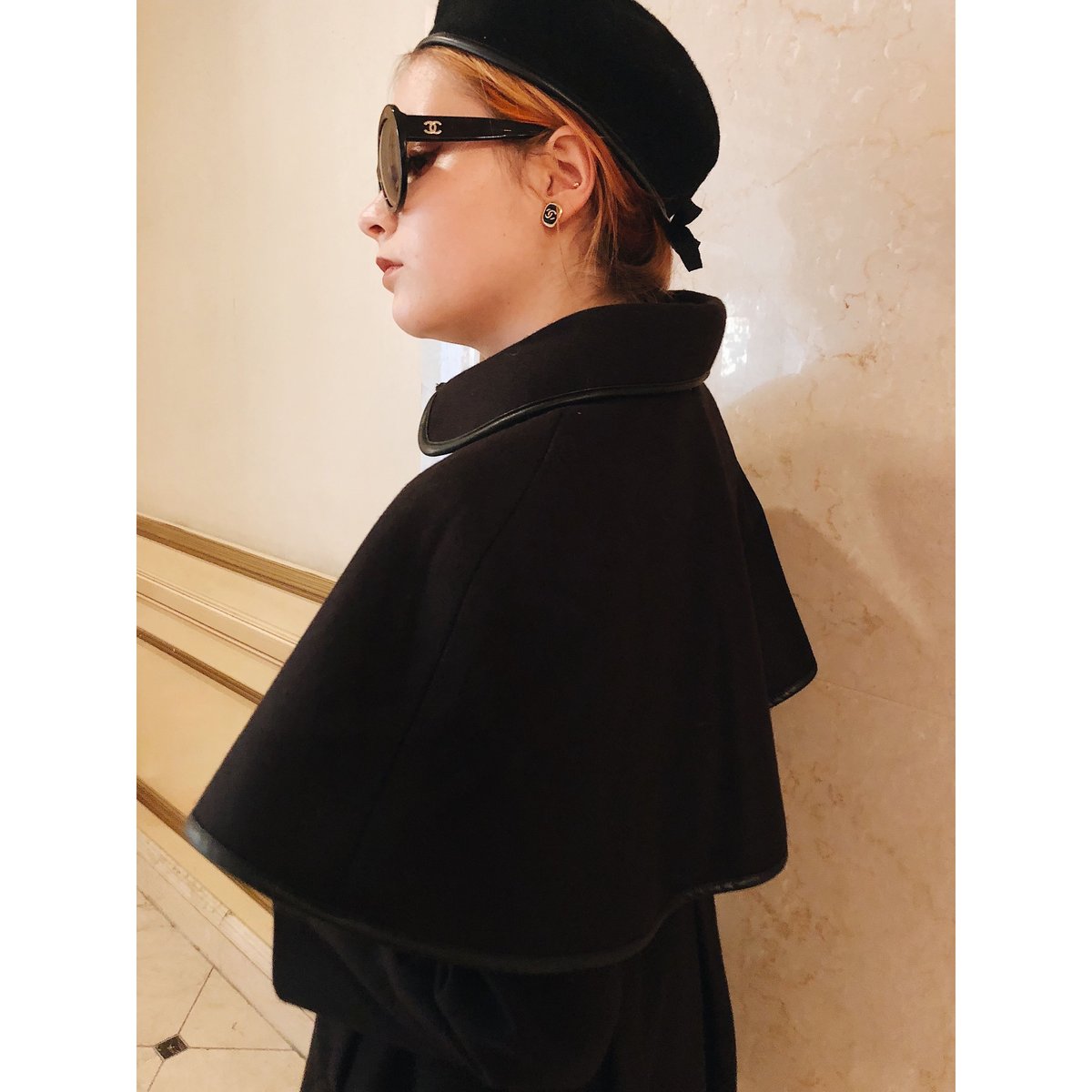 piping cape 2way coat black | épine