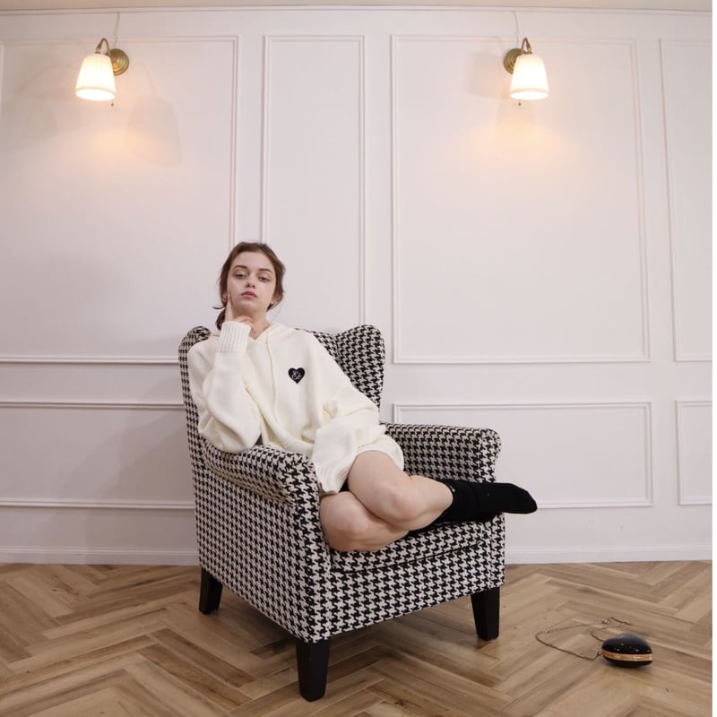 ♡ Eé knit hoodie off white | épine