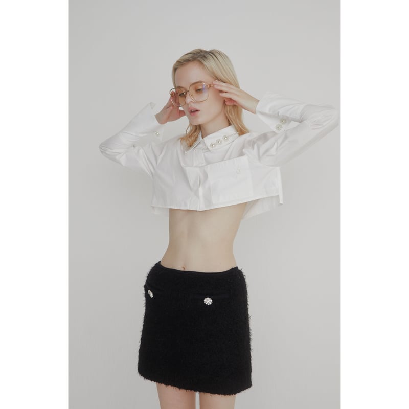 é flower pearl short shirt white | épine