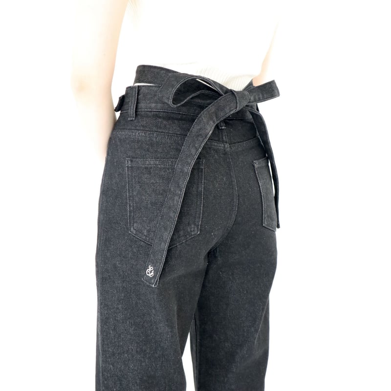 Eé ribbon side slit 2way jeans black | épine Eé ribbon side slit 2way jeans black | épine