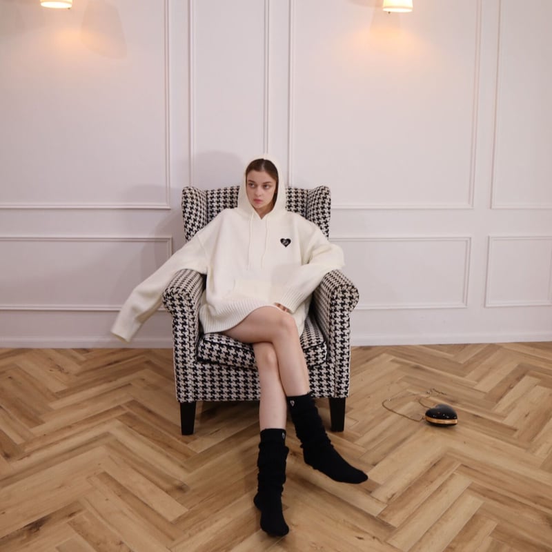 ♡ Eé knit hoodie off white | épine ♡ Eé knit hoodie off white | épine