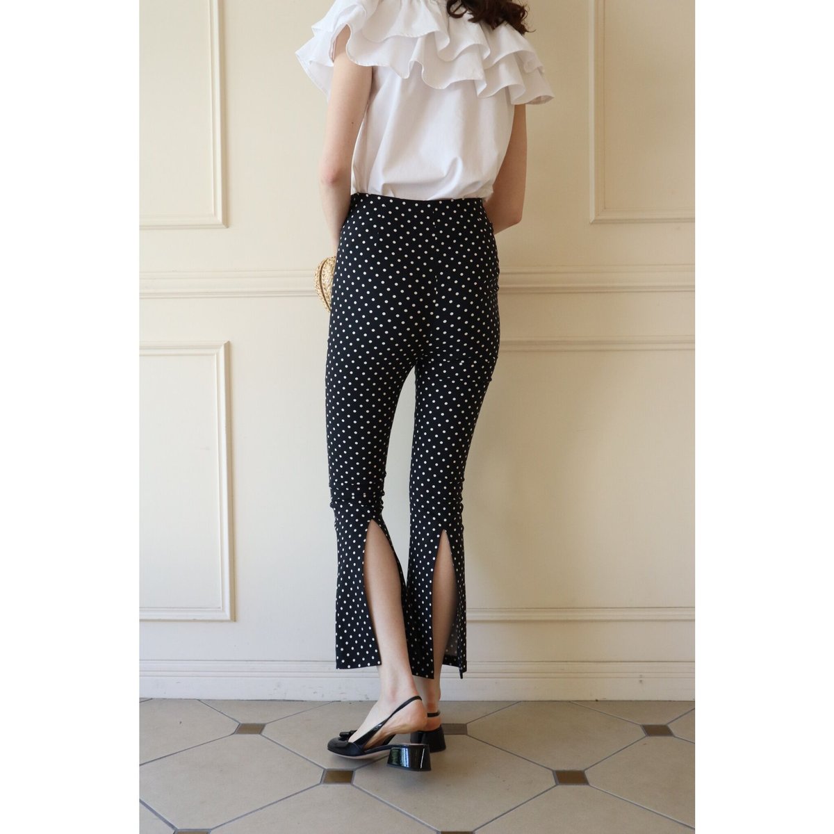 back slit dot pants