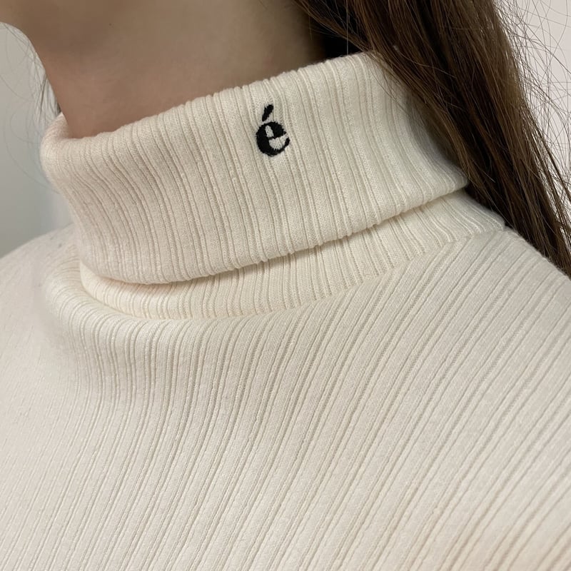 é embroidery rib knit high neck ivory | épine é embroidery rib knit high neck ivory | épine