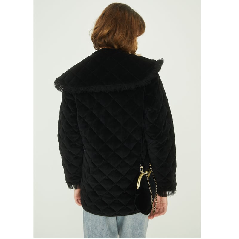 collar 2way tulle piping quilting down coat vel collar 2way tulle piping quilting down coat vel