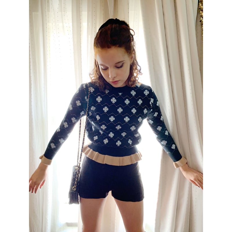 épine epine Eé knit navy エピヌ ニット ネイビーピンク épine epine Eé knit navy エピヌ ニット ネイビーピンク