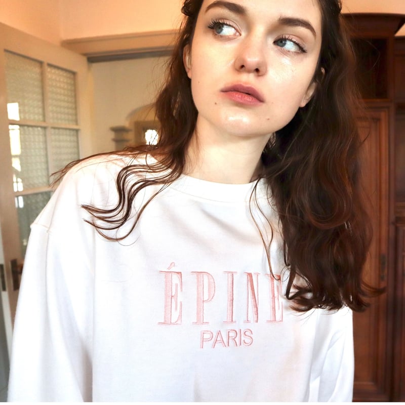 ÉPINE PARIS embroidery sweat white×pink