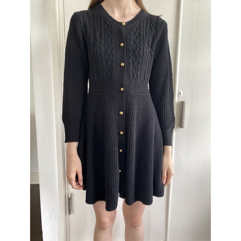 é button cable knit onepiece black | épine é button cable knit onepiece black | épine