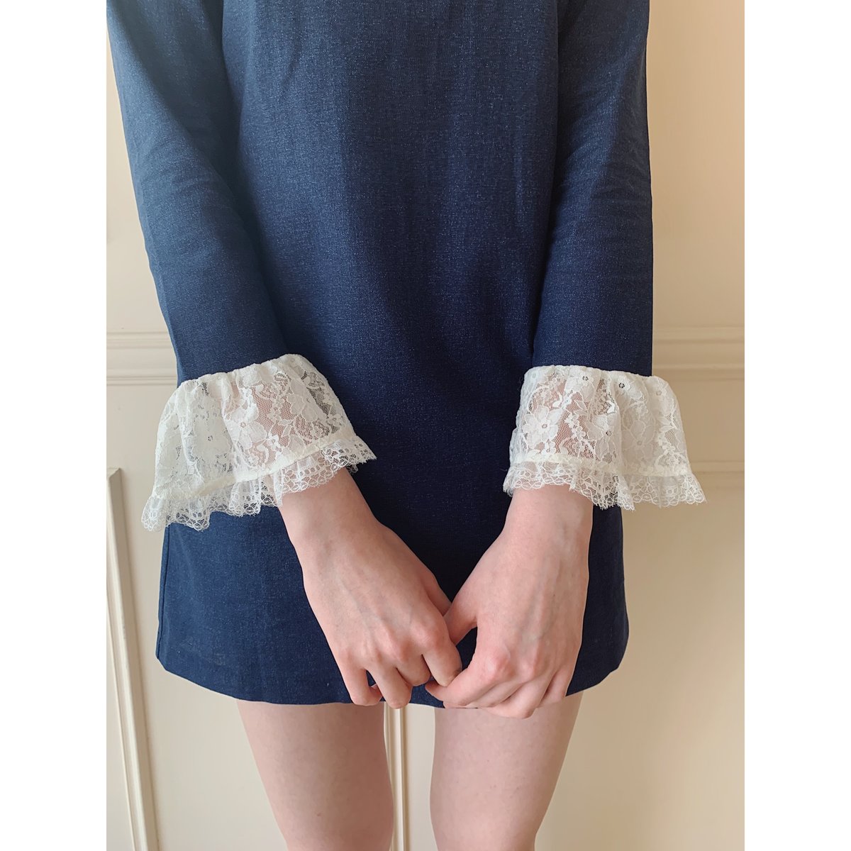 lace collar denim onepiece | épine lace collar denim onepiece | épine