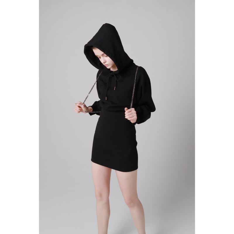 Eé embroidery hoodie onepiece black | épine