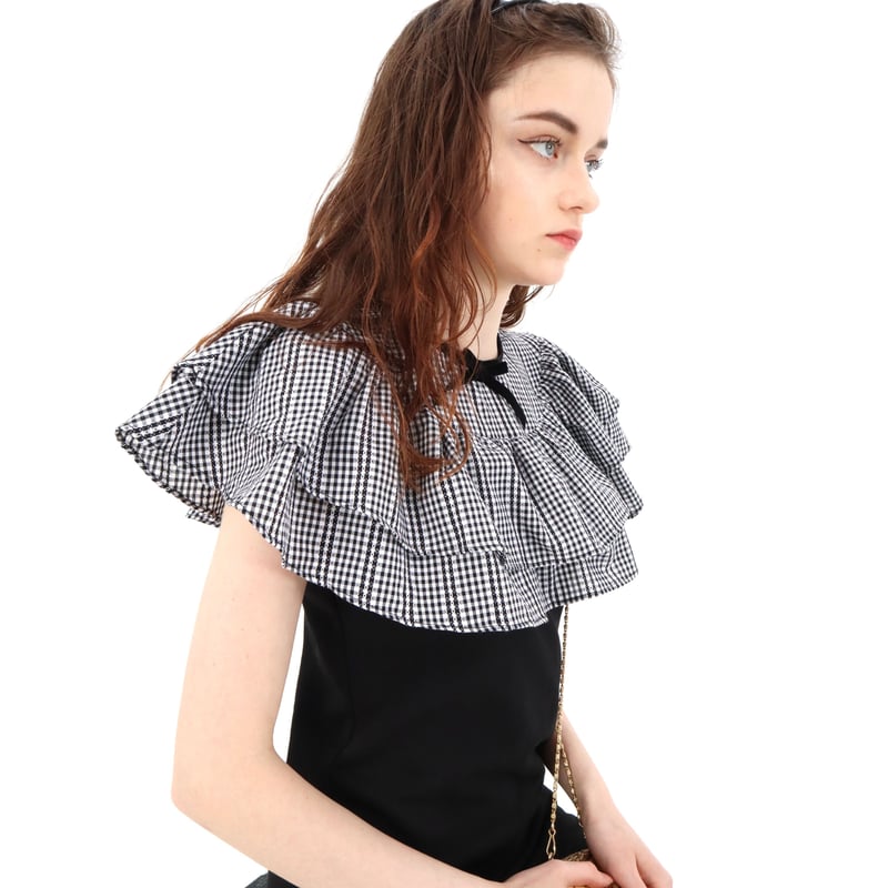 double frill ribbon onepiece gingham check | épine 