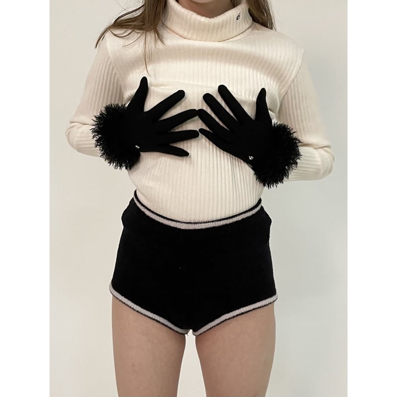 é embroidery rib knit high neck ivory | épine