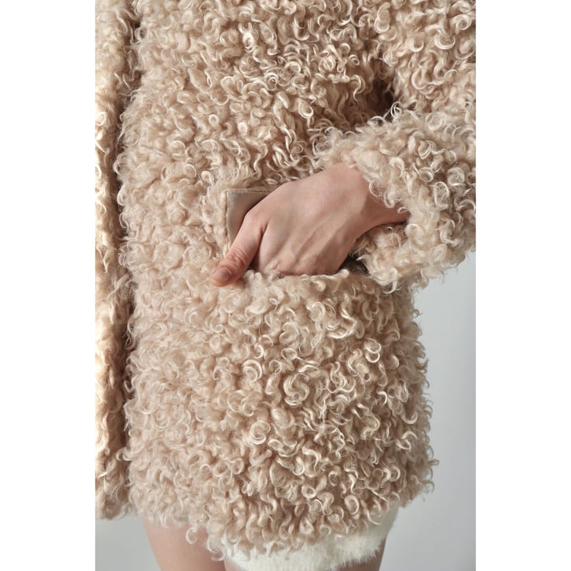 poodle fur collar coat pink | épine