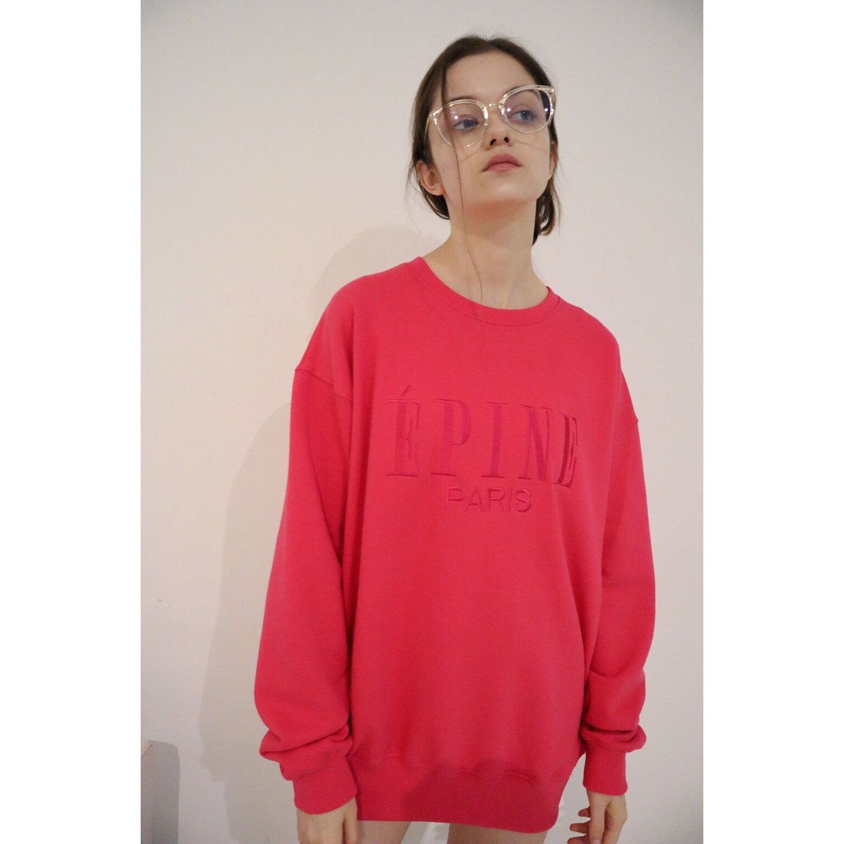 ÉPINE PARIS big sweat navy×pink 最終値下げ！ 本日限定価格 ÉPINE PARIS big sweat (navy×pink) - トップス
