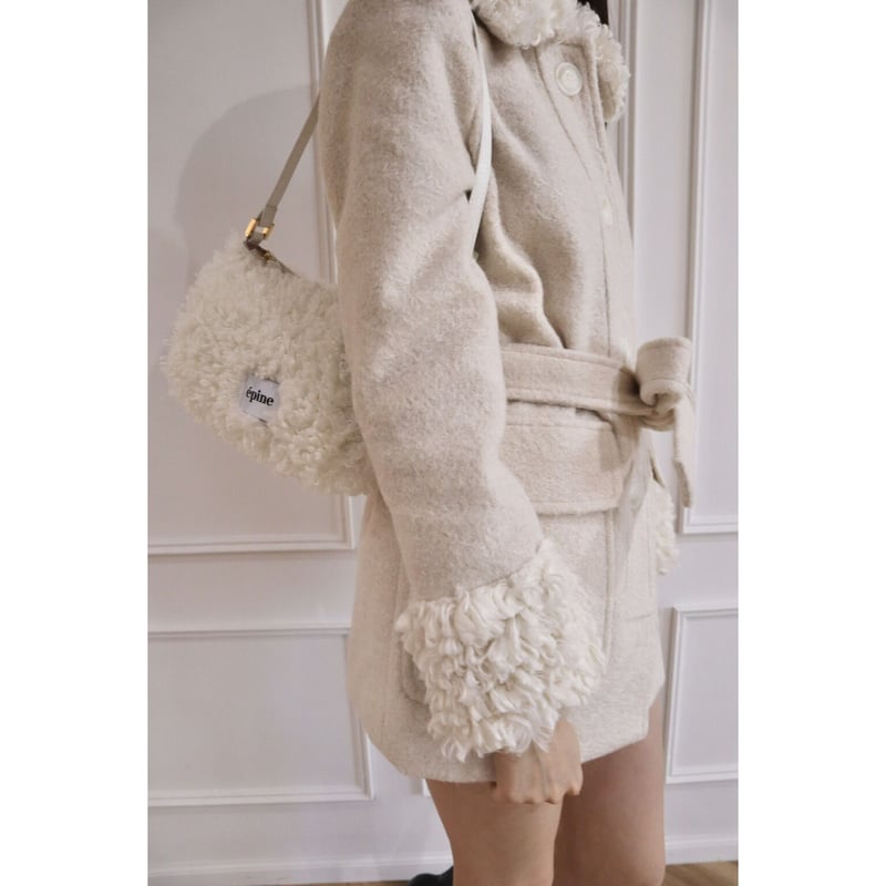 poodle fur coat ivory curly hair | épine