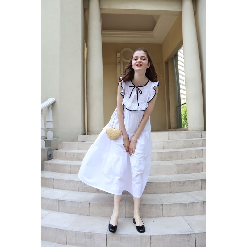 front lace piping ribbon tiered onepiece | épine 