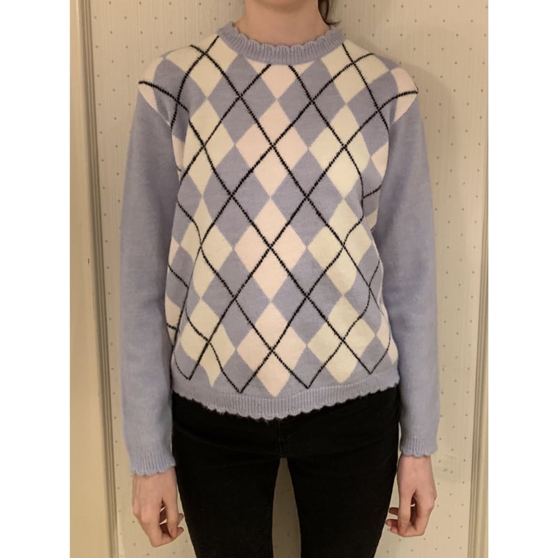 scallop argyle knit ice blue | épine