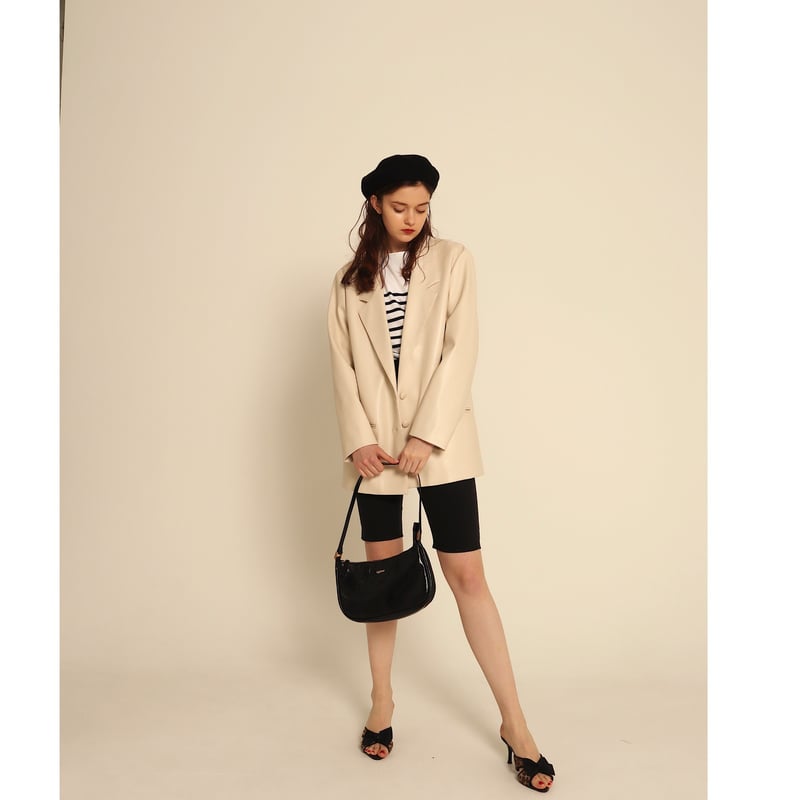 épine logo lining leather jacket ivory | épine