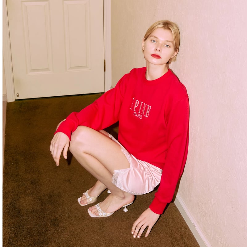 ÉPINE PARIS embroidery sweat red×babypink | épine