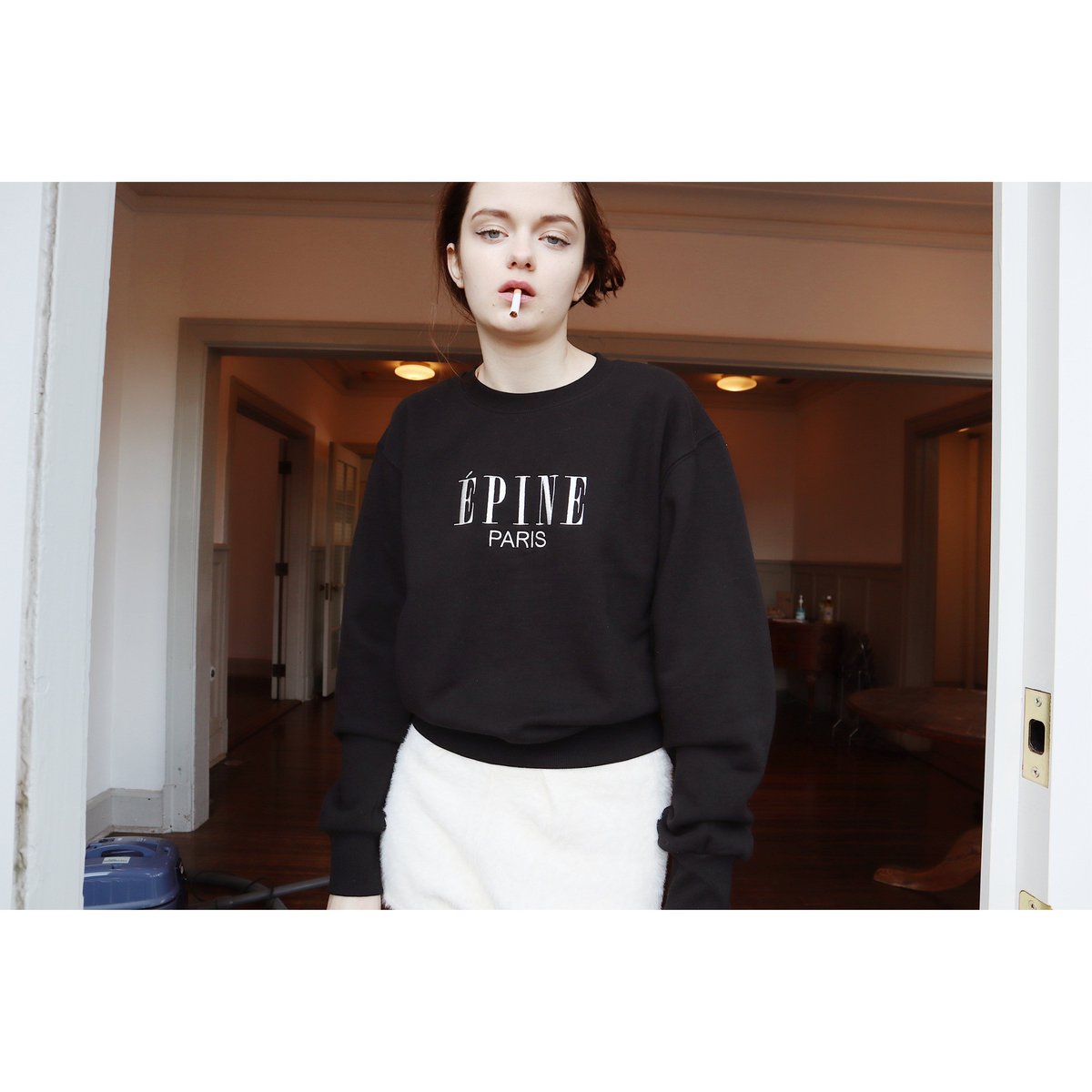 ÉPINE PARIS embroidery sweat black×white | épine ÉPINE PARIS embroidery sweat black×white | épine