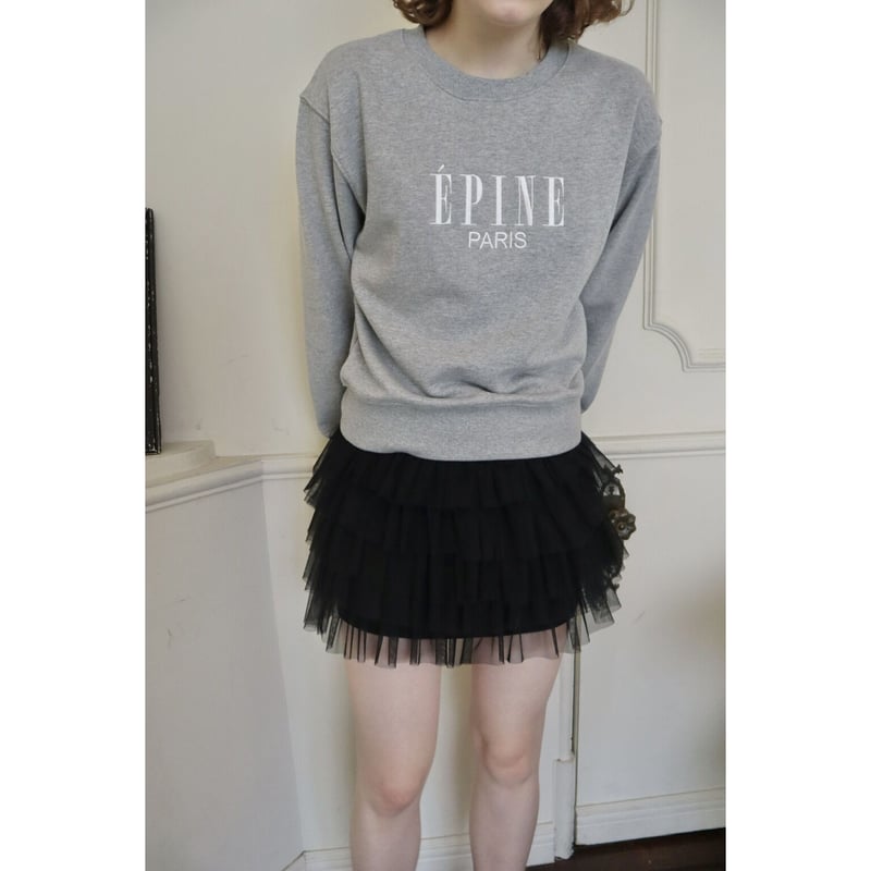 ✩ÉPINE PARIS embroidery sweat gray×white