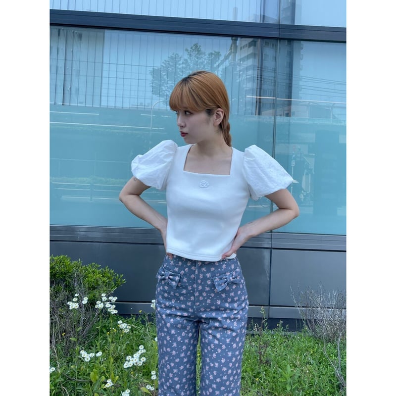 flower ribbon pants black | épine