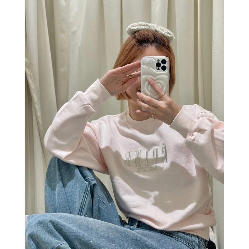 ÉPINE PARIS embroidery sweat baby pink×silver | ÉPINE PARIS embroidery sweat baby pink×silver |