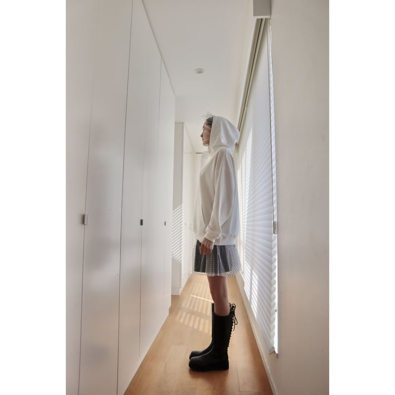 epine é tulle ribbon hoodie white é tulle ribbon hoodie