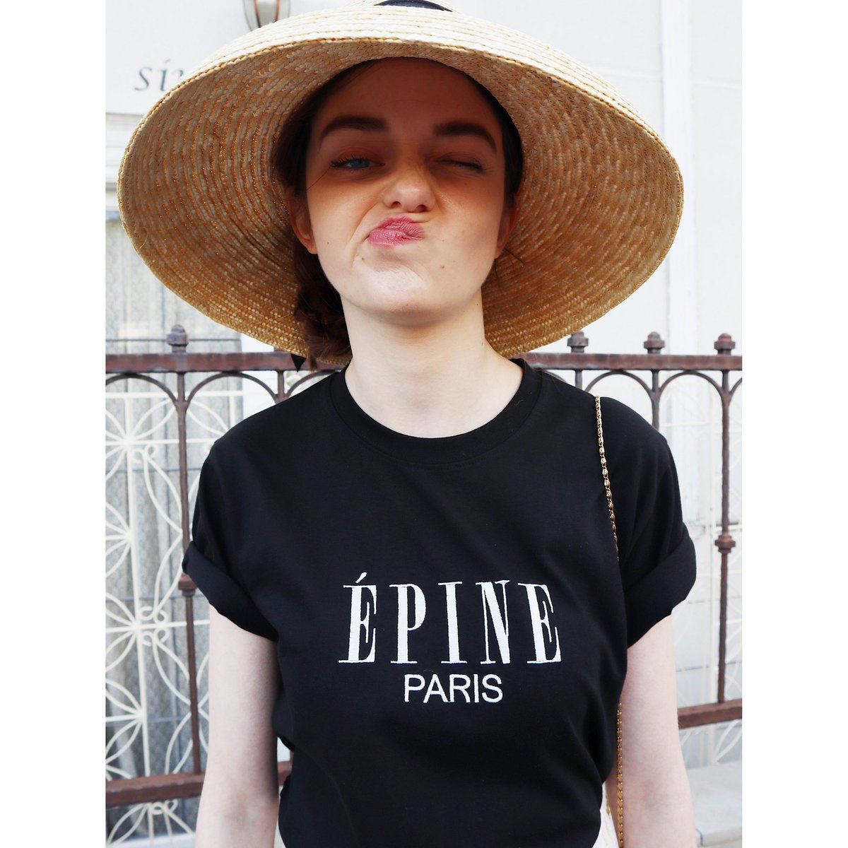 ÉPINE PARIS embroidery tee black×white