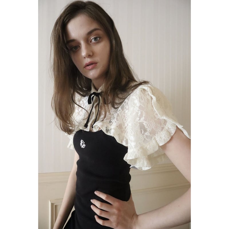 cropped frill ribbon 2way blouse lace | épine