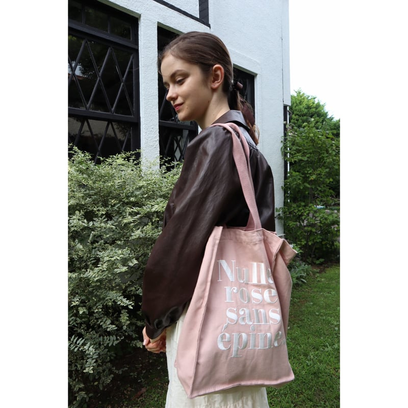 Nulle rose sans épine embroidery tote bag pink×...