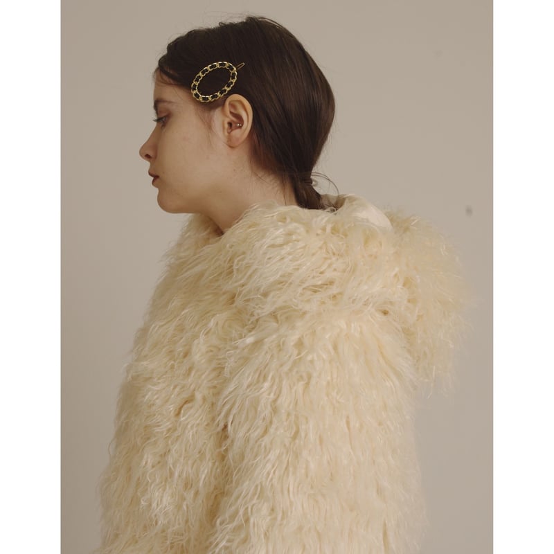 hood 2way volume fur coat white | épine hood 2way volume fur coat white | épine