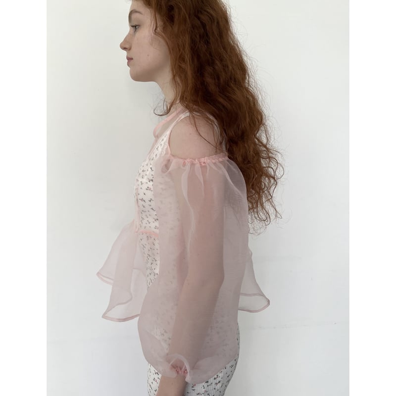 back ribbon organdy pepram blouse pink | épine