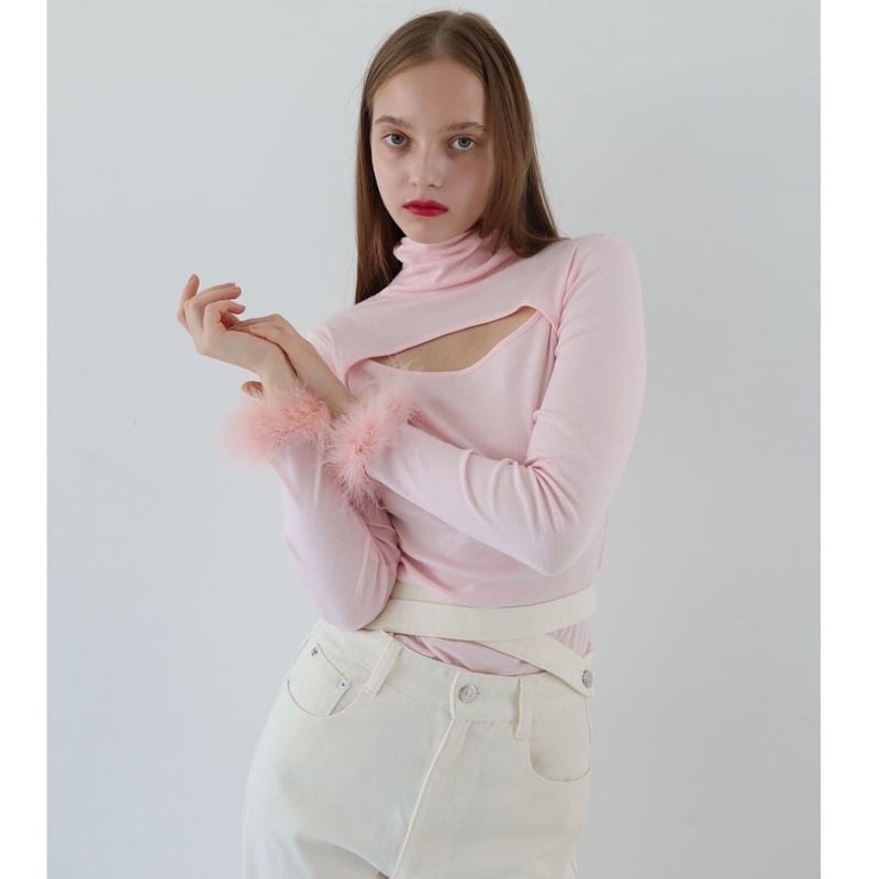 Baby pink high neck top sales