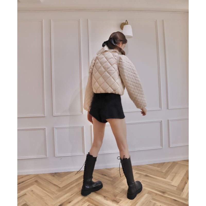 fur ribbon quilting short down coat ivory | épine fur ribbon quilting short down coat ivory | épine