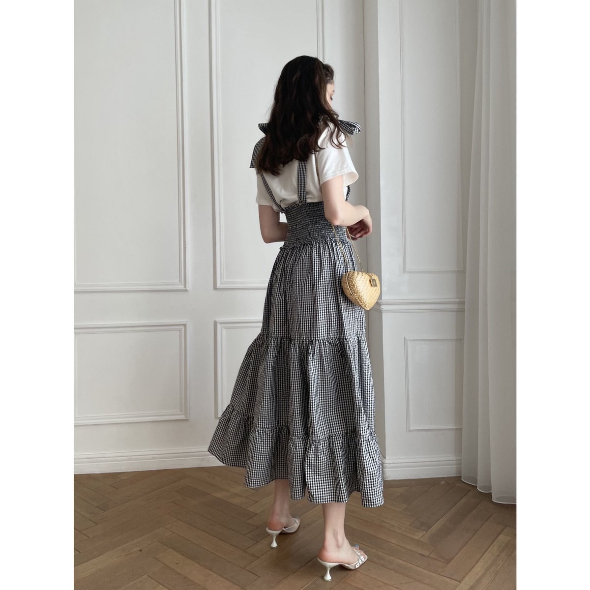 ribbon gather tiered 2way onepiece gingham | épine 