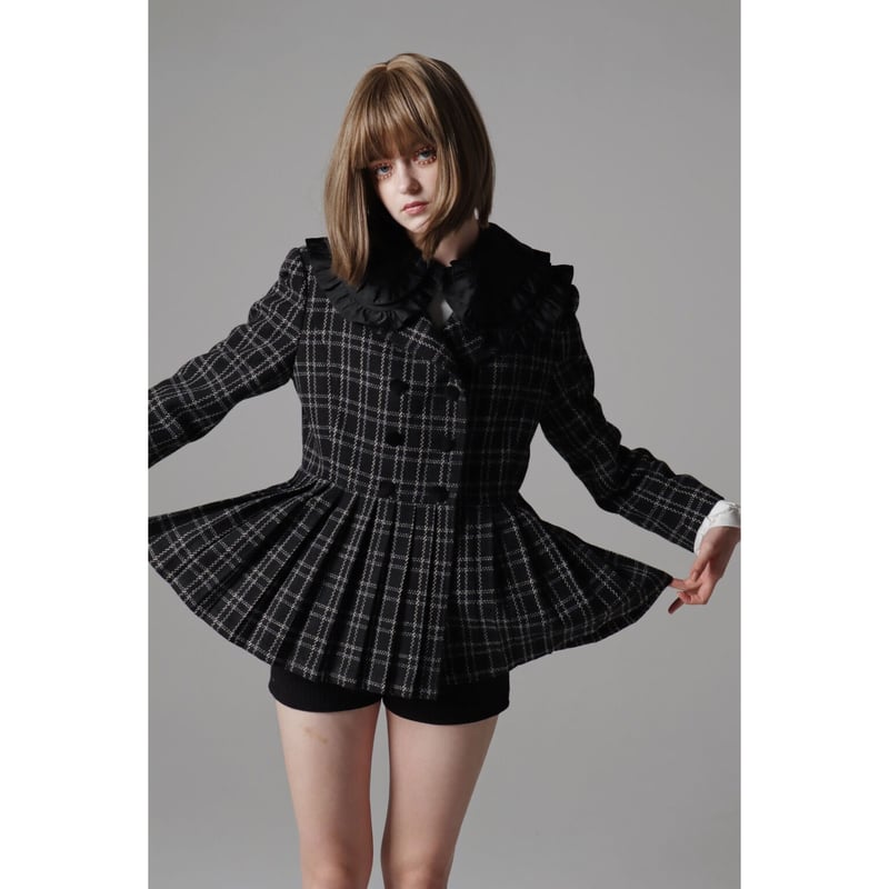 pleats frill jacket tweed check | épine