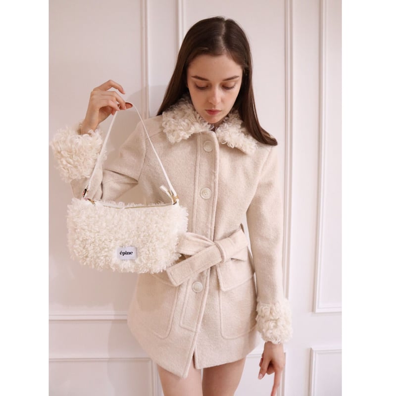 poodle fur coat ivory curly hair | épine