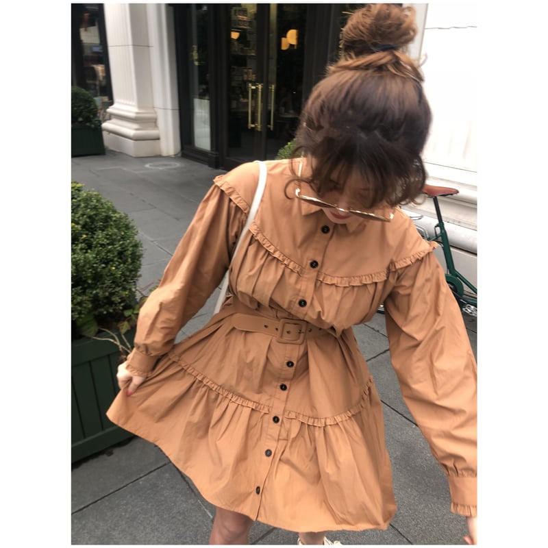 frill 2way tiered one-piece camel | épine