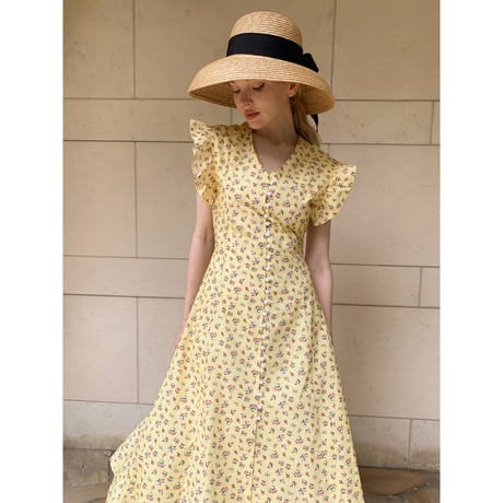 back lace up flower onepiece lemon