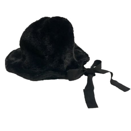 ribbon fur hat black