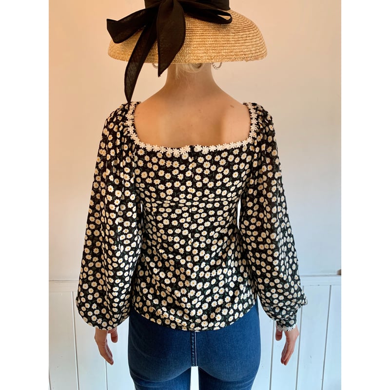 flower square neck blouse | épine