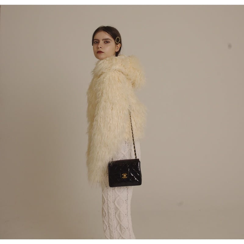 hood 2way volume fur coat white | épine 